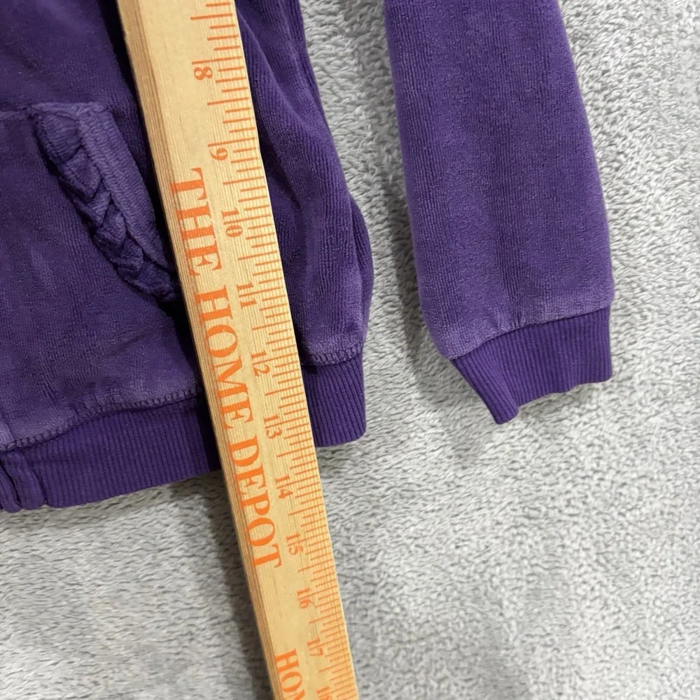 Juicy Couture Jacket Girls 4T Purple Velour Hooded Full Zip Pockets READ